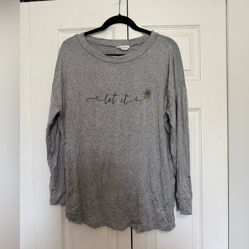 A French Pastry Gray Let it Bee Long Sleeve Shirt Size 1